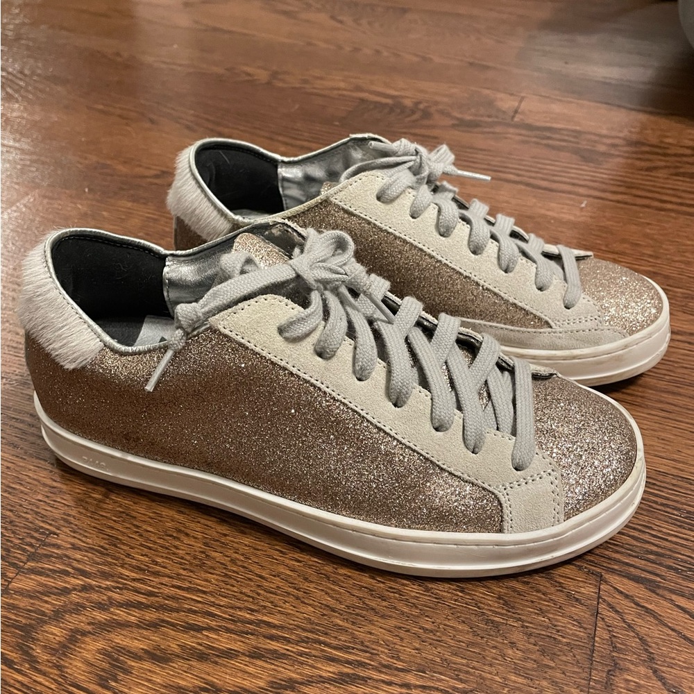 P448 Gold Glitter Sneakers size 6. Worn twice.